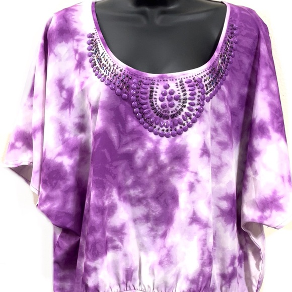🌟SALE🌟🌼LANE BRYANT Purple Tie Dye Top🌼 - Picture 3 of 13